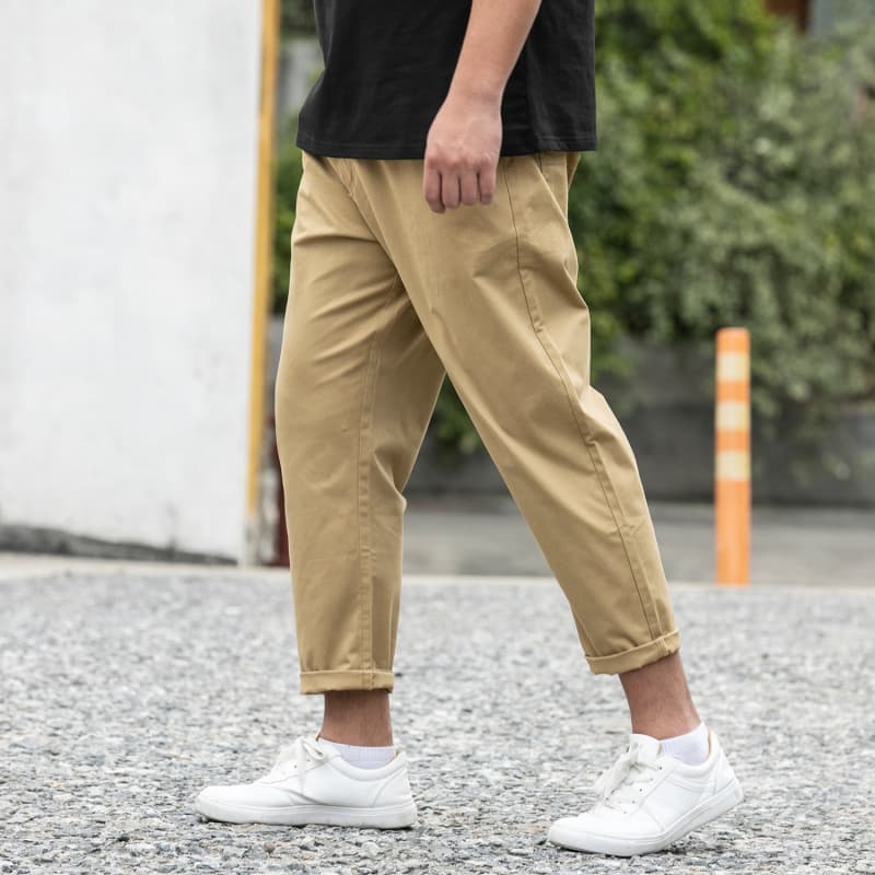 ワイドパンツ メンズ 綿100%ゆったりワイドパンツ 九分丈
