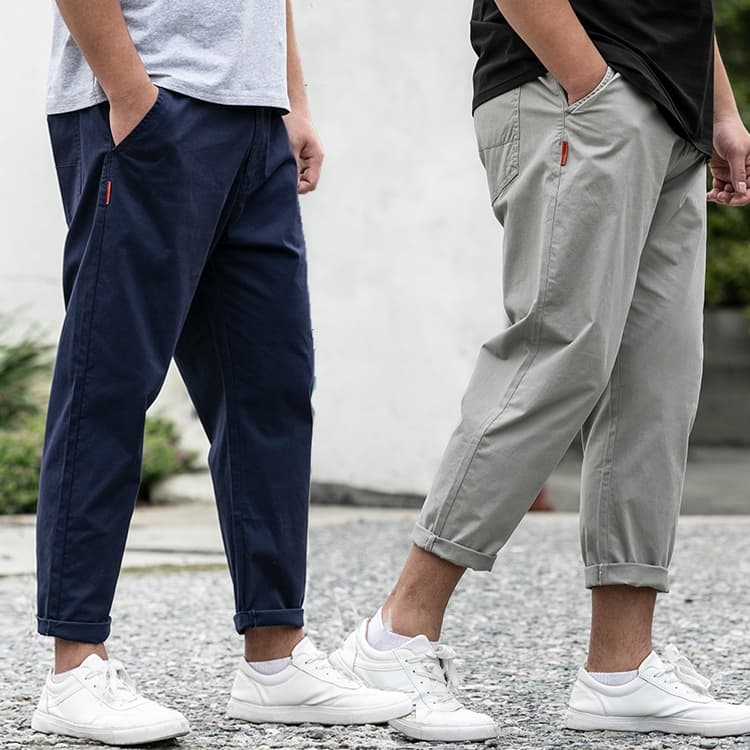 ワイドパンツ メンズ 綿100%ゆったりワイドパンツ 九分丈