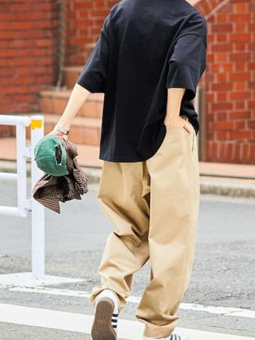ワイドパンツ メンズ シンプル廓形バルーンワイドパンツ