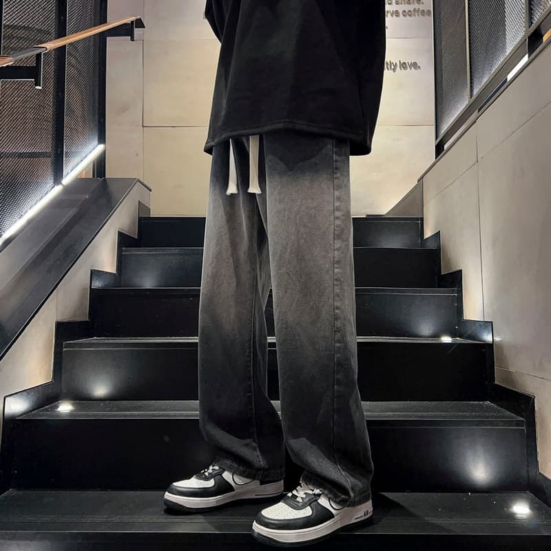 ワイドパンツ メンズ グラデーションウォッシュ加工ワイドジーンズ
