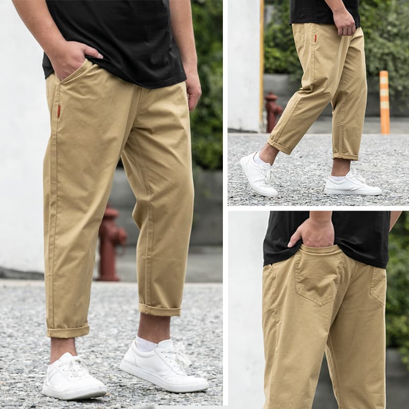 ワイドパンツ メンズ 綿100%ゆったりワイドパンツ 九分丈