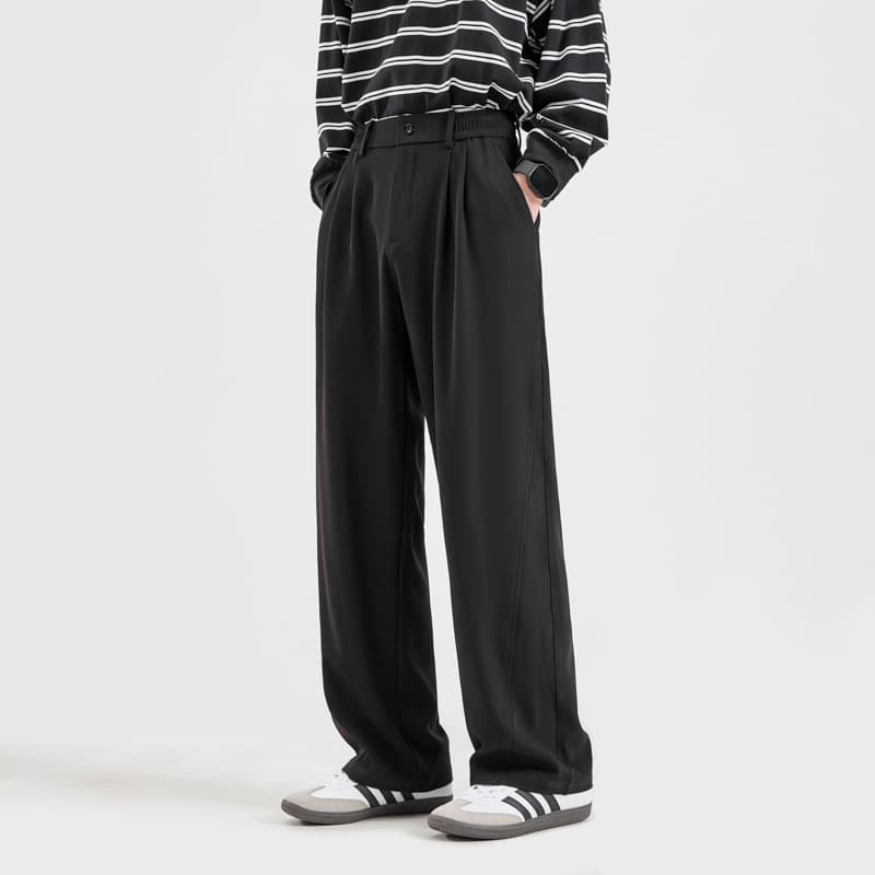 ワイドパンツ メンズ 洗練された薄手ワイドストレートスラックス